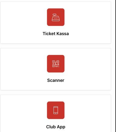 Snelkoppelingen naar Ticket Kassa, Scanner en Club App.